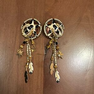 Gold and Black Western Earrings